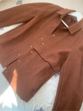 COS Rust Brown Wool&Cotton-Blend Cropped Jacket